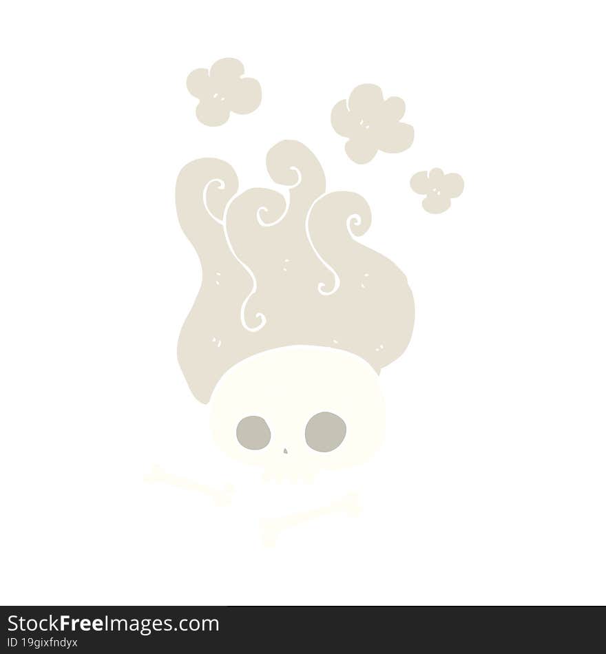 flat color illustration of a cartoon skull and bones