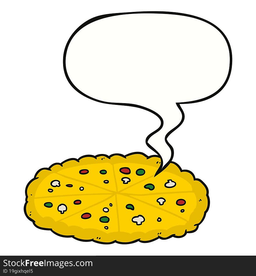 Cartoon Double Cheese Pizza And Speech Bubble