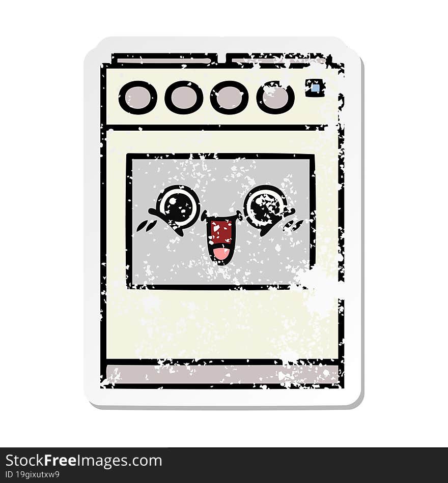 distressed sticker of a cute cartoon kitchen oven