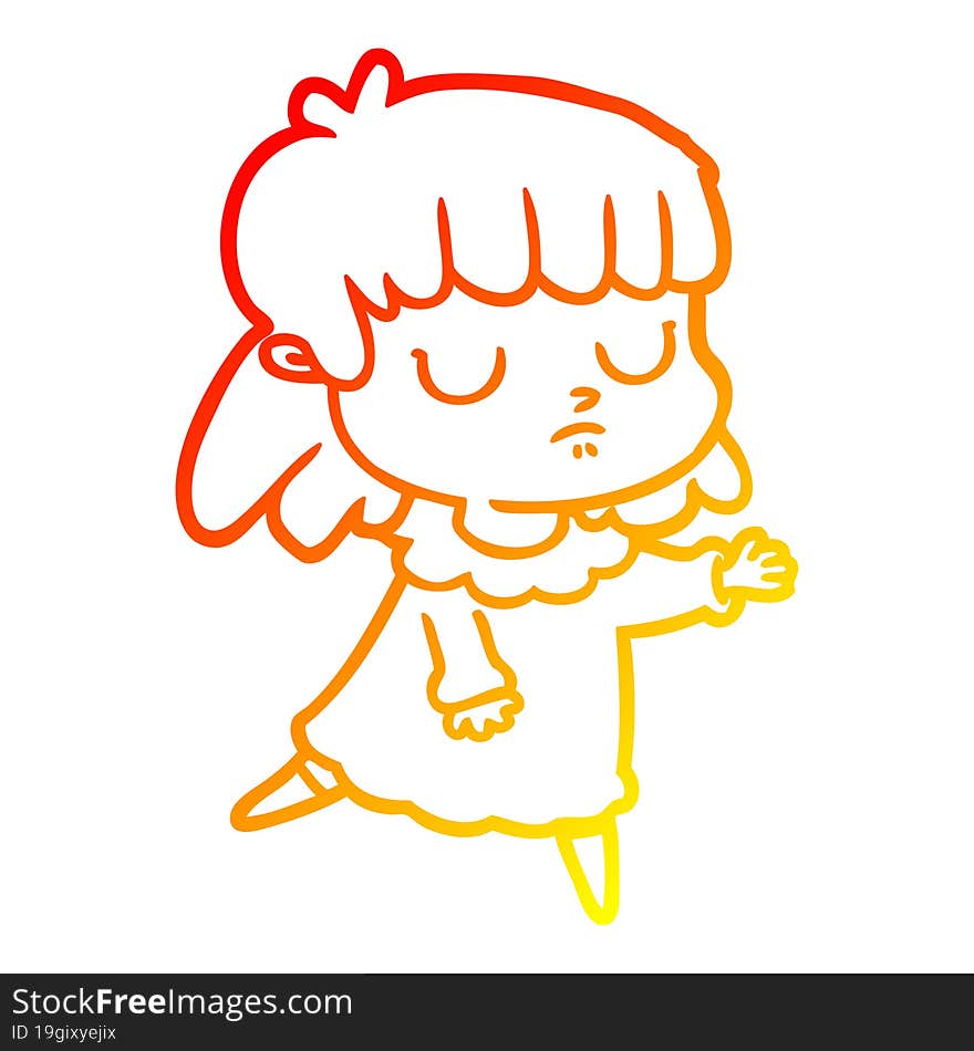 warm gradient line drawing cartoon indifferent woman