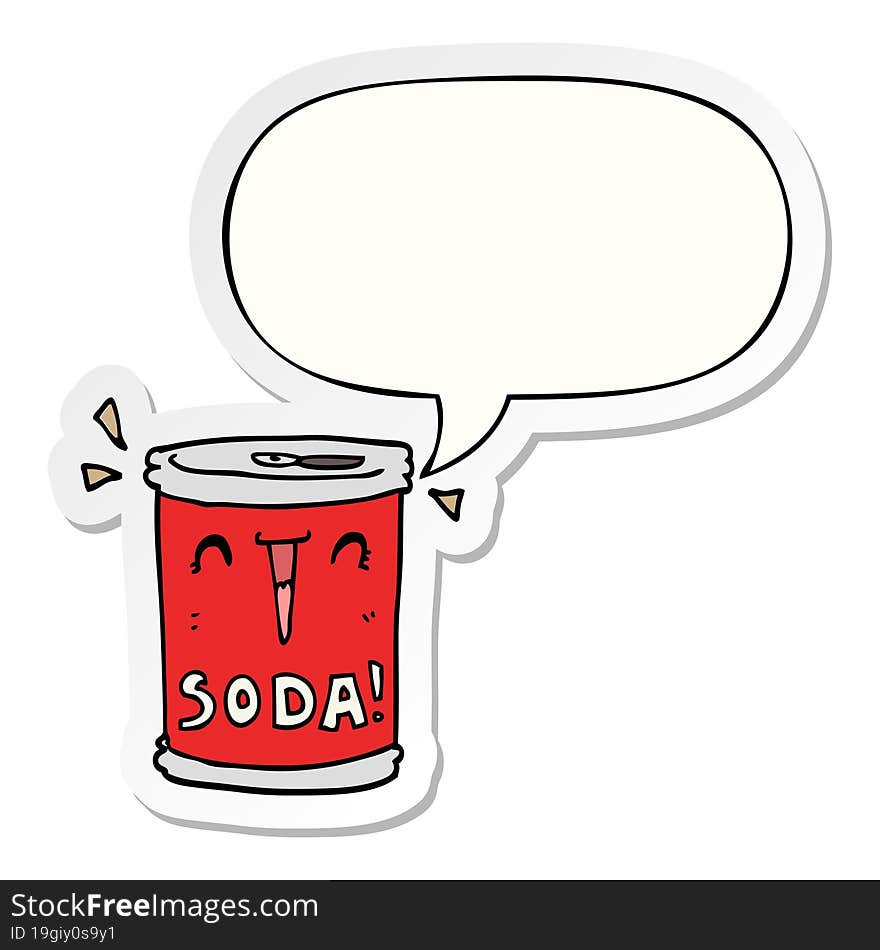 Cartoon Soda Can And Speech Bubble Sticker