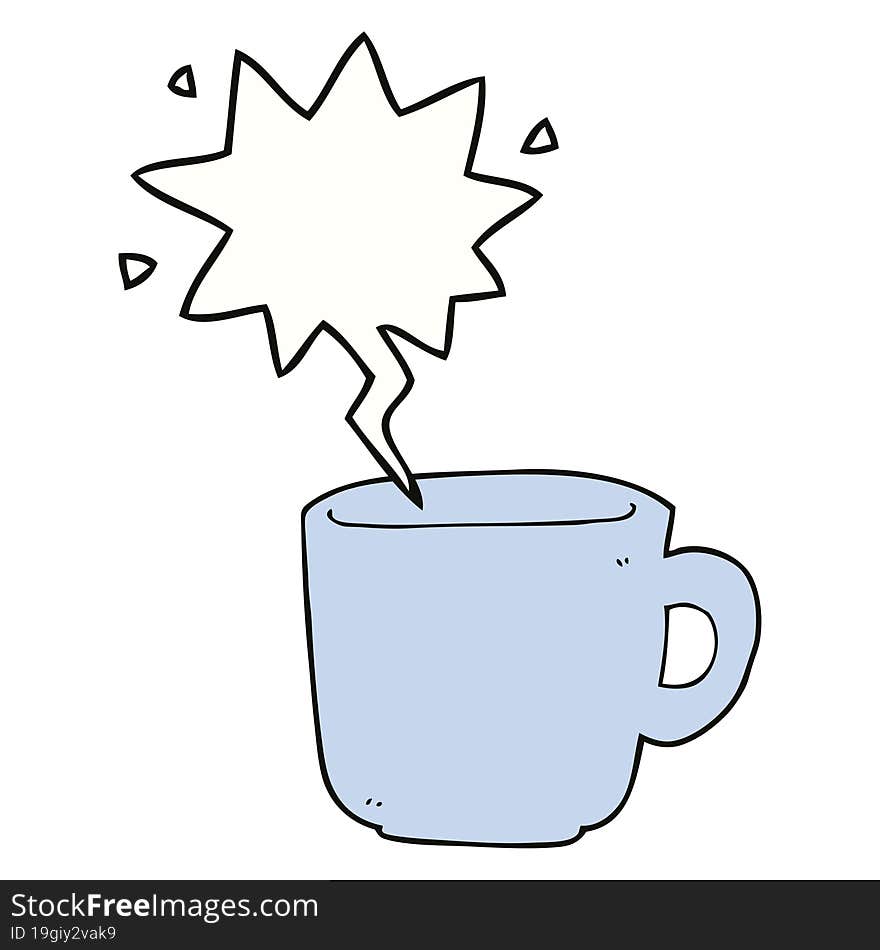 cartoon coffee cup with speech bubble. cartoon coffee cup with speech bubble