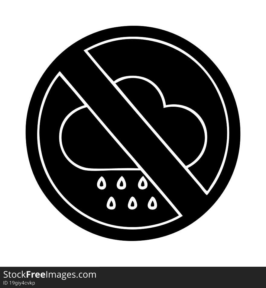 flat symbol of a no rain allowed sign