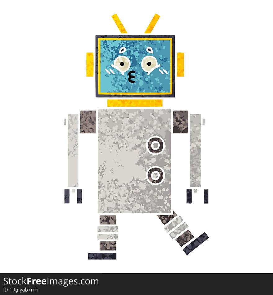 Retro Illustration Style Cartoon Robot