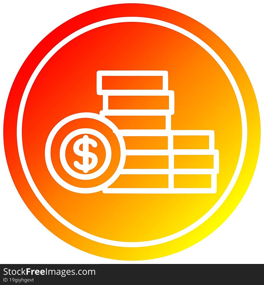 stacked money circular in hot gradient spectrum