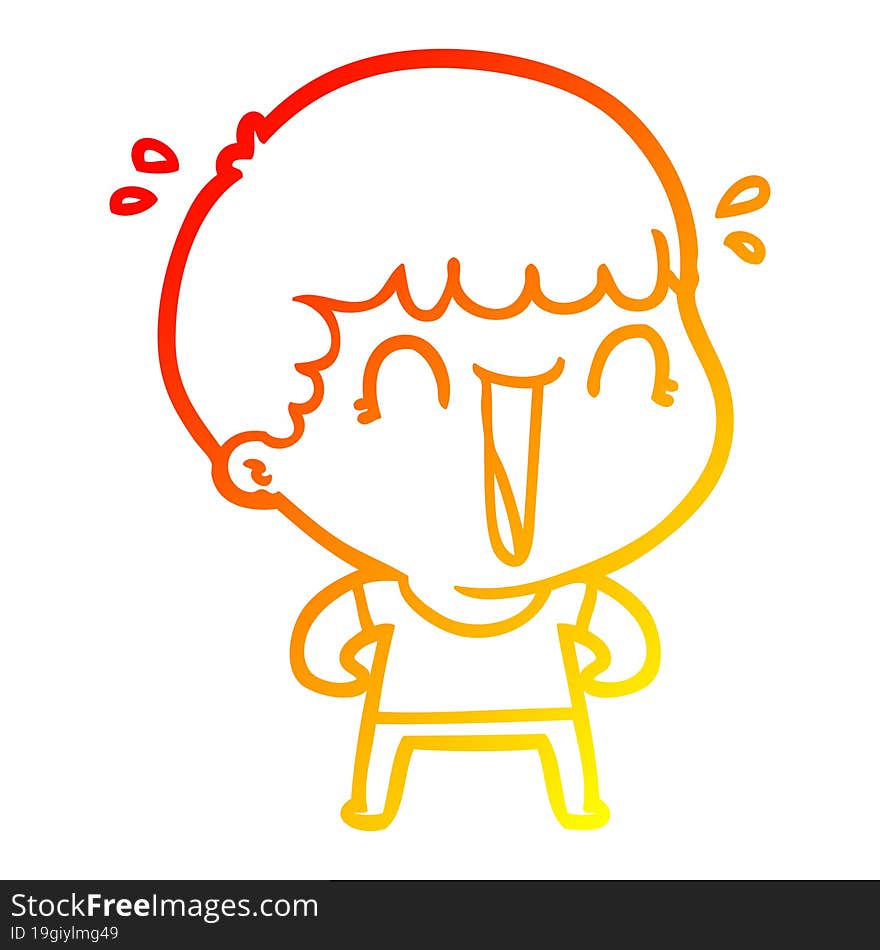 warm gradient line drawing of a laughing cartoon man