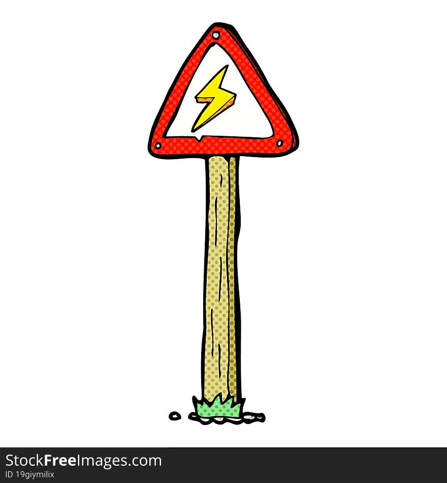 cartoon electrical warning sign