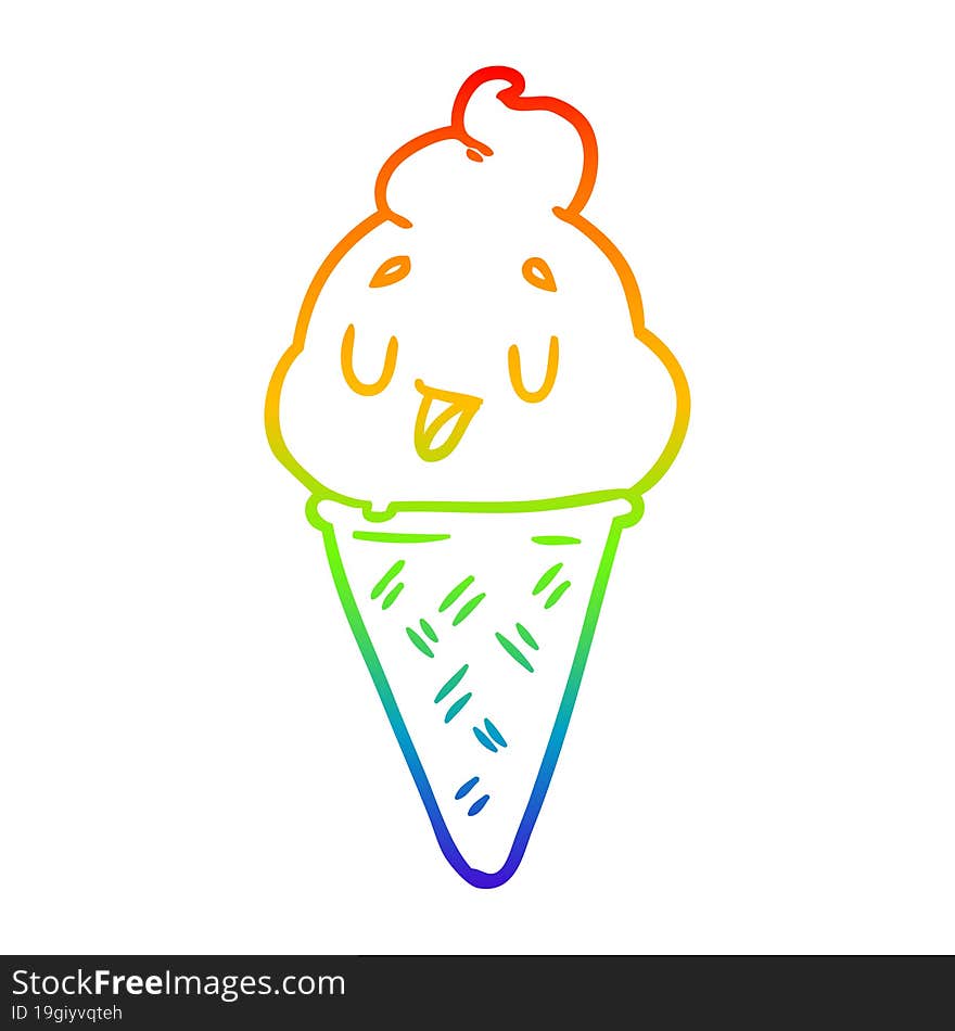 rainbow gradient line drawing cute ice cream