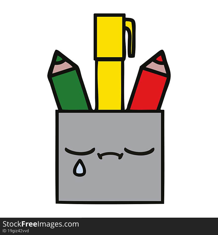 cute cartoon of a pencil pot. cute cartoon of a pencil pot