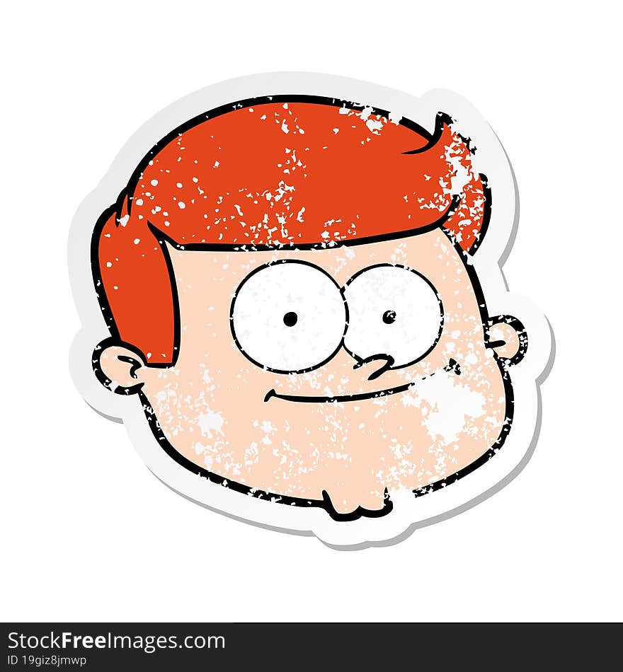 distressed sticker of a cartoon male face