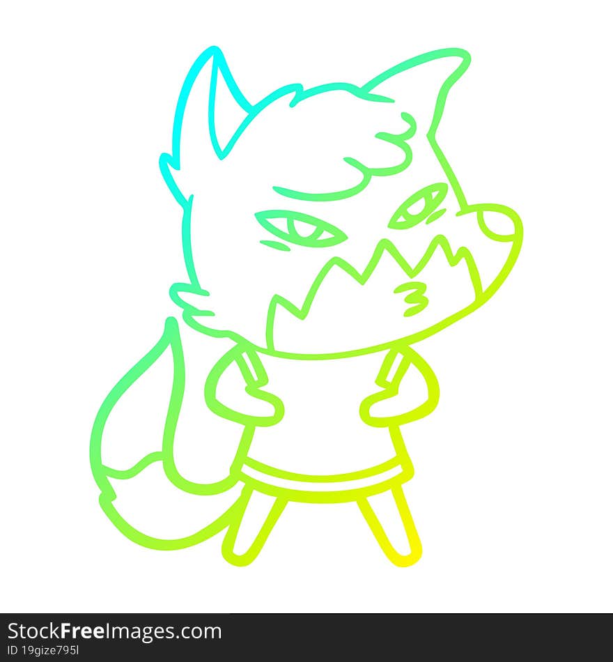 cold gradient line drawing clever cartoon fox