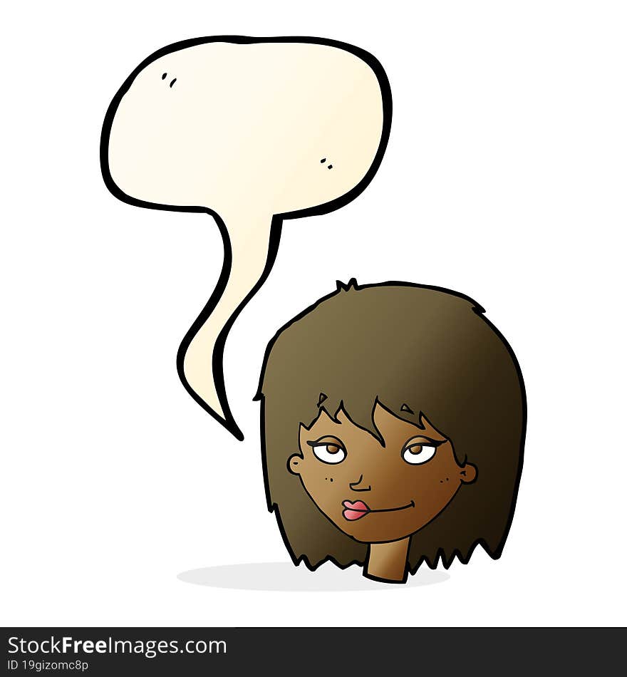 cartoon smiling woman with speech bubble