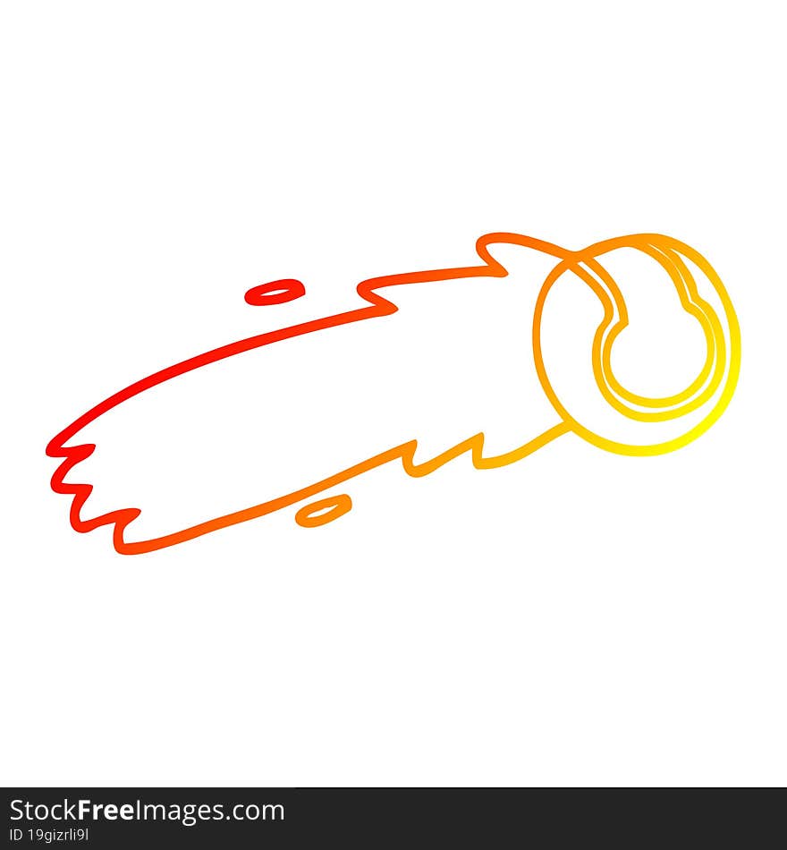 warm gradient line drawing cartoon flying tennis ball