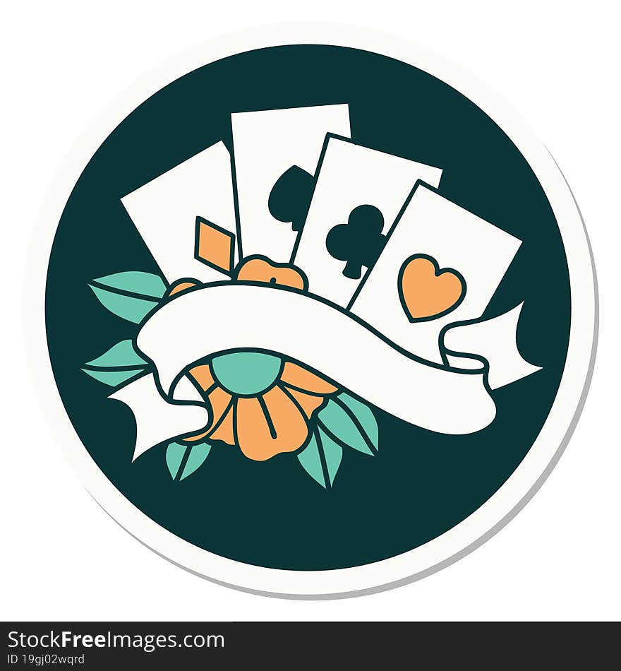 sticker of tattoo in traditional style of cards and banner. sticker of tattoo in traditional style of cards and banner