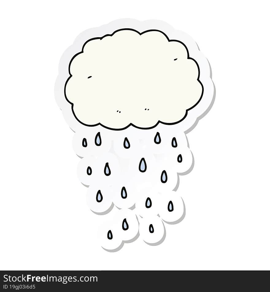 sticker of a cartoon rain cloud