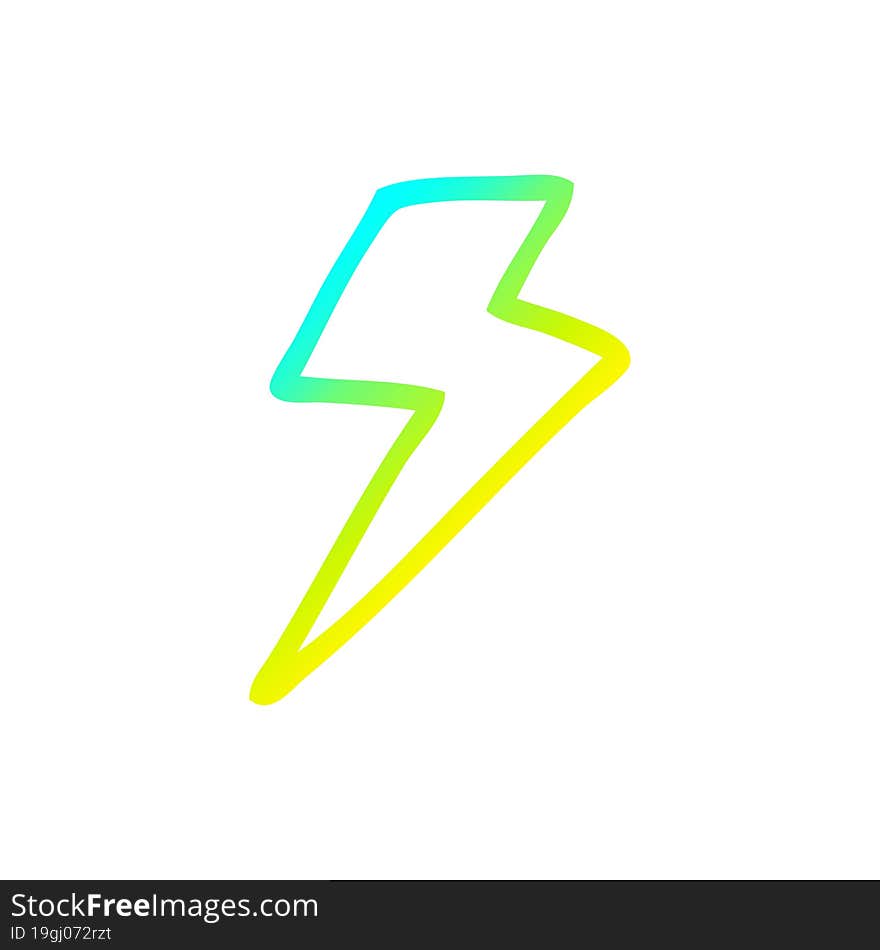 cold gradient line drawing cartoon lightning bolt