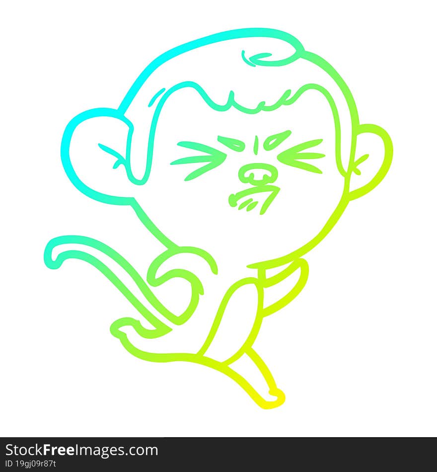 cold gradient line drawing cartoon annoyed monkey