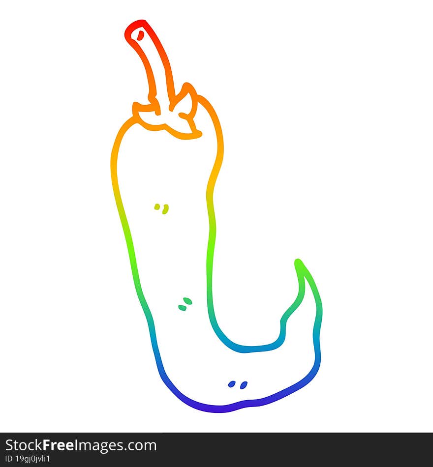 rainbow gradient line drawing cartoon chilli pepper