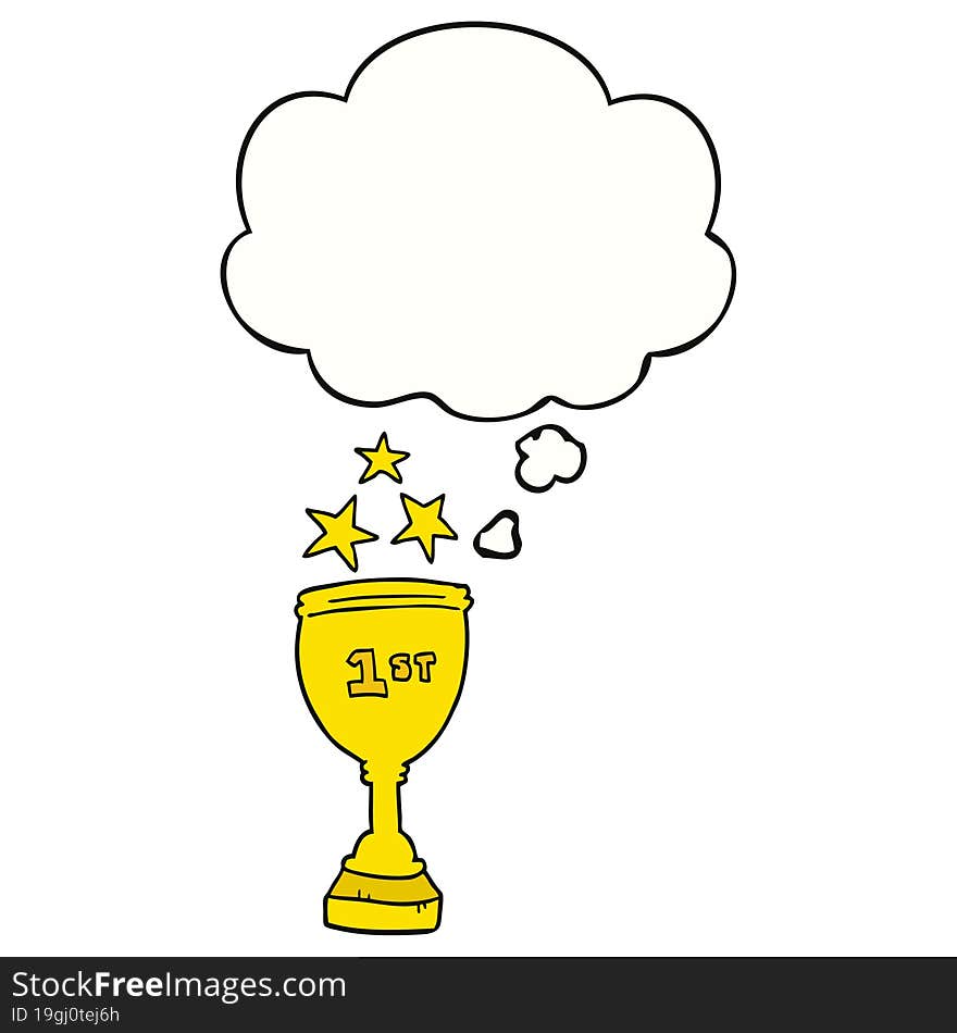 cartoon sports trophy with thought bubble. cartoon sports trophy with thought bubble