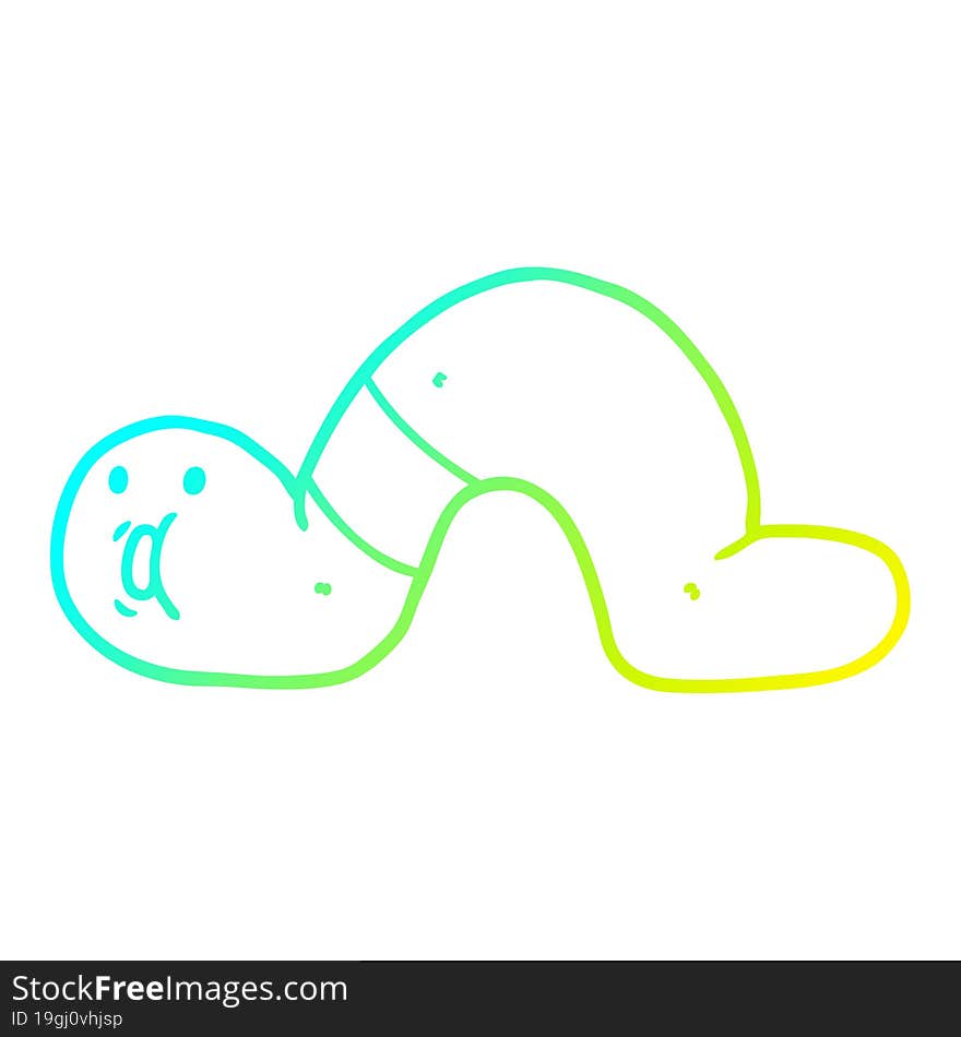 cold gradient line drawing cartoon surprised worm