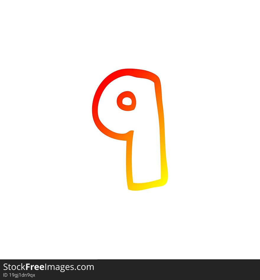 warm gradient line drawing cartoon number 9