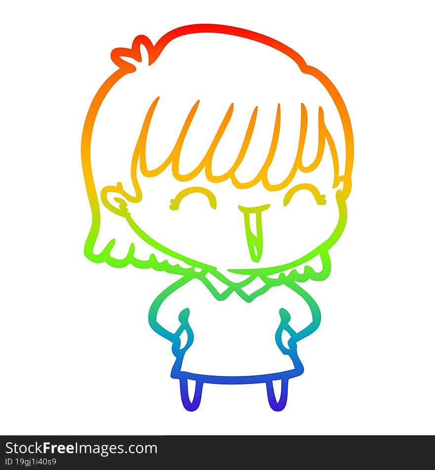 rainbow gradient line drawing of a cartoon woman