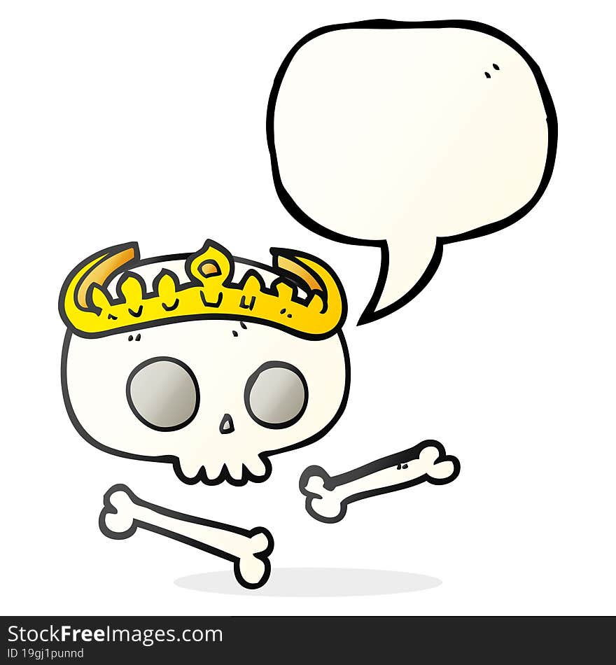 speech bubble cartoon skull wearing tiara