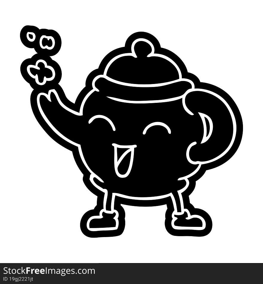 cartoon icon of a blue tea pot. cartoon icon of a blue tea pot