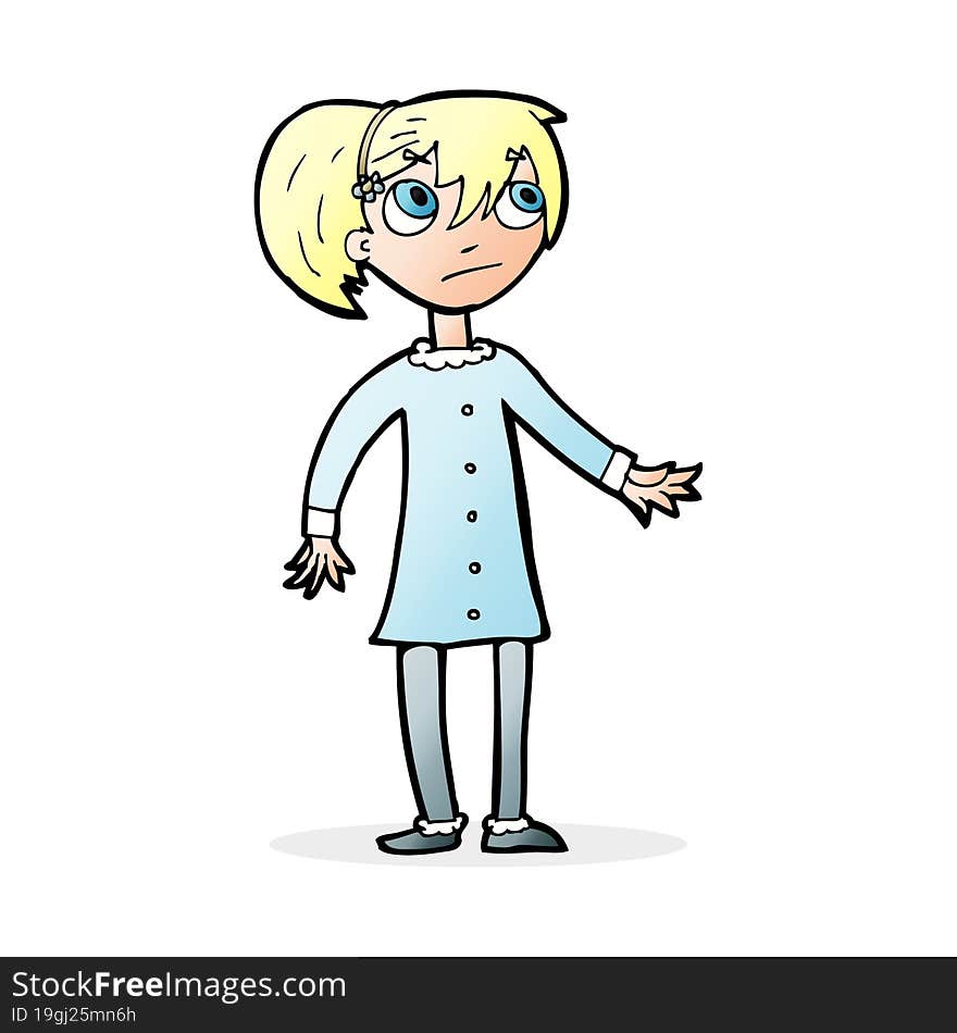 Cartoon Worried Girl