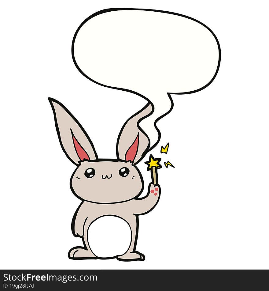 Cute Cartoon Rabbit And Speech Bubble