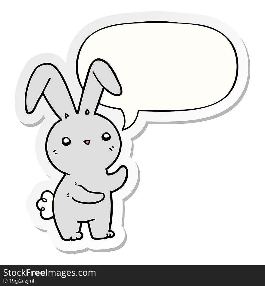 Cute Cartoon Rabbit And Speech Bubble Sticker