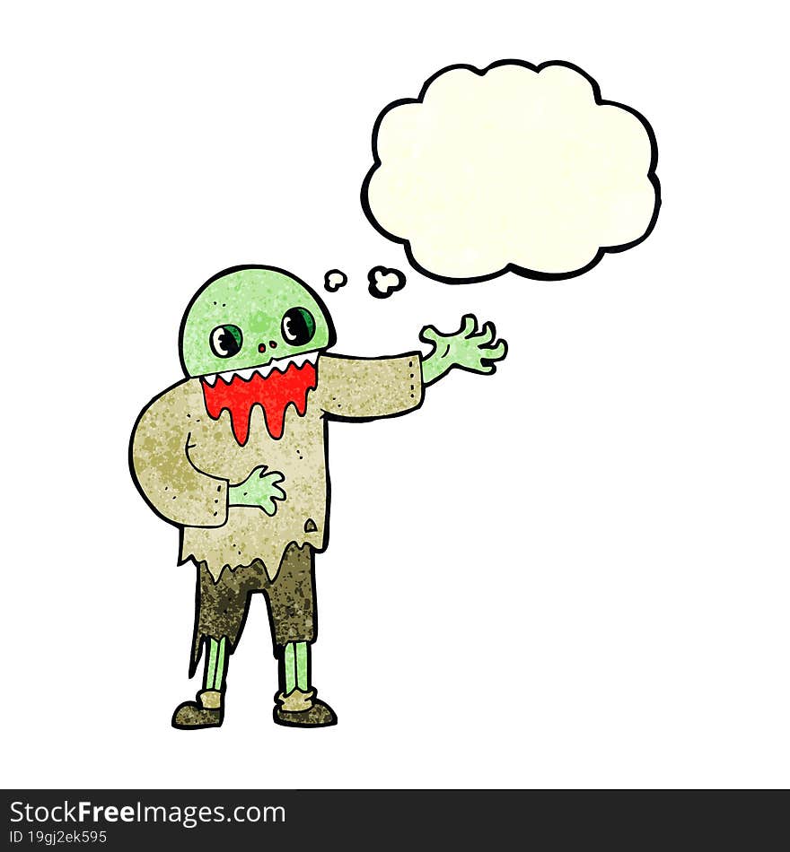 Cartoon Spooky Zombie With Thought Bubble