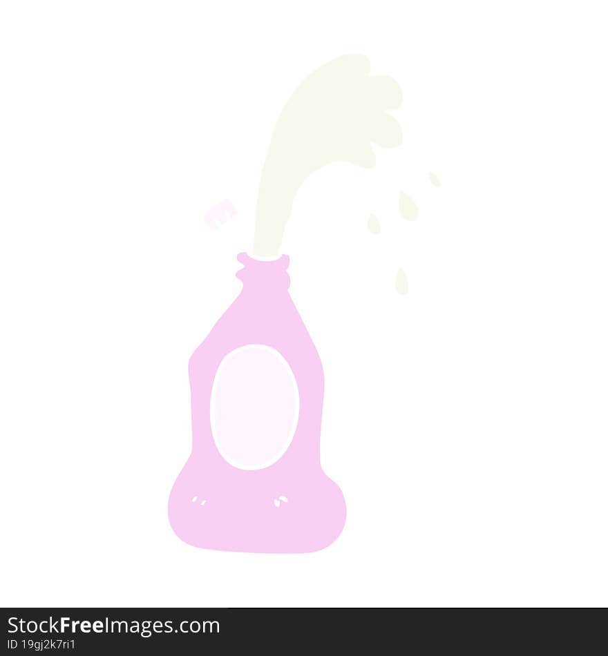 flat color illustration of a cartoon squirting lotion bottle