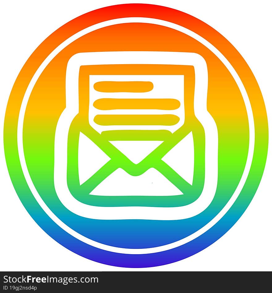 envelope letter circular in rainbow spectrum