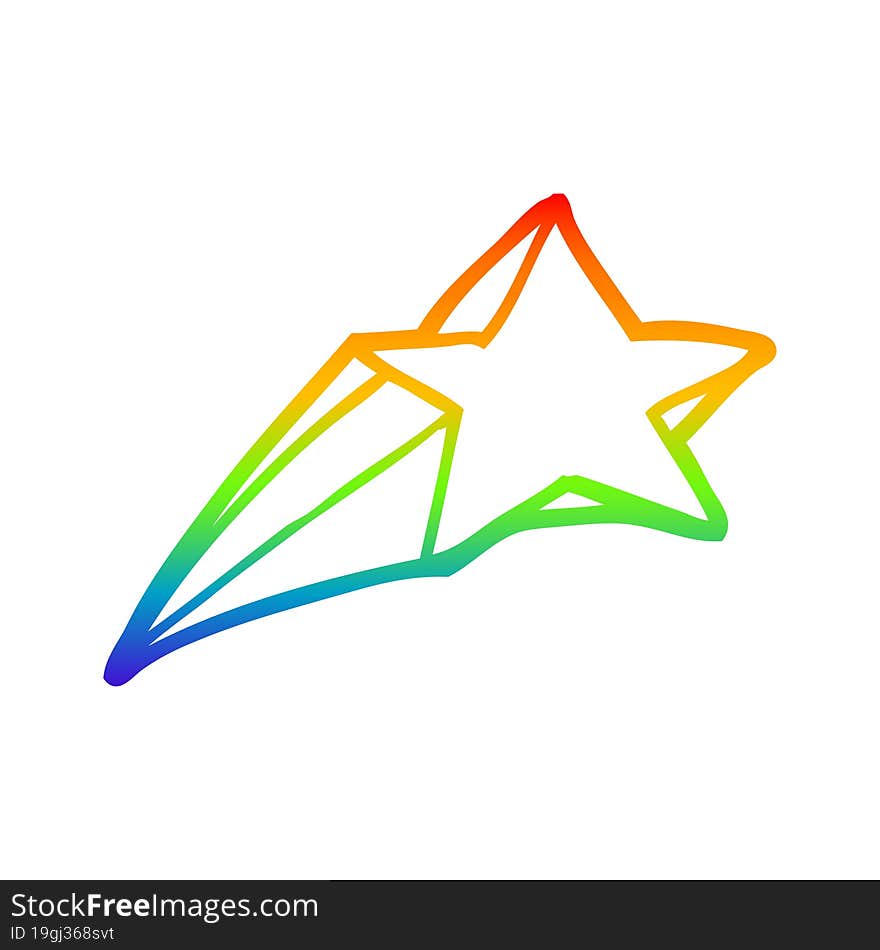 rainbow gradient line drawing shooting star decorative cartoon