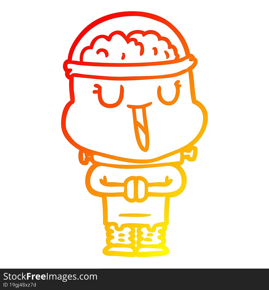 Warm Gradient Line Drawing Happy Cartoon Robot