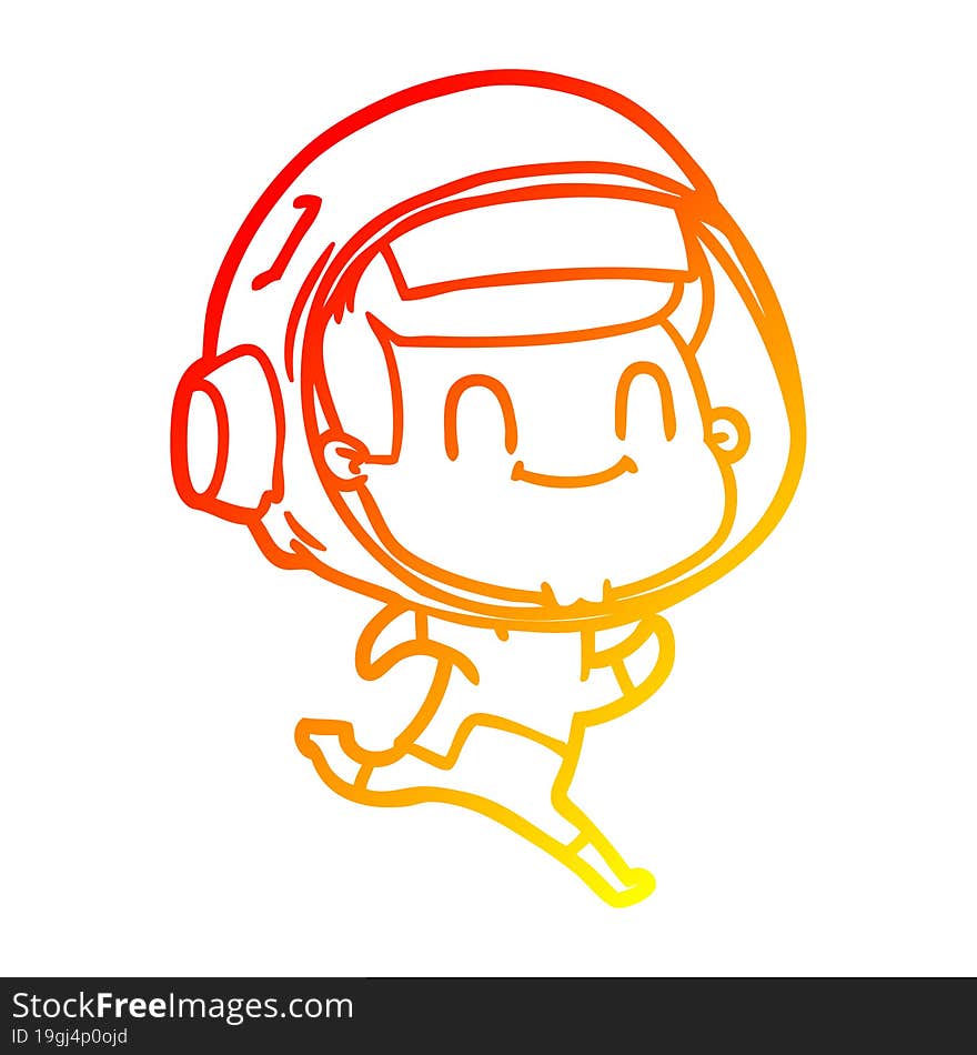 warm gradient line drawing happy cartoon astronaut man