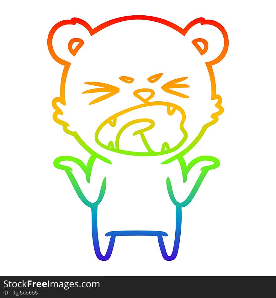 rainbow gradient line drawing angry cartoon polar bear