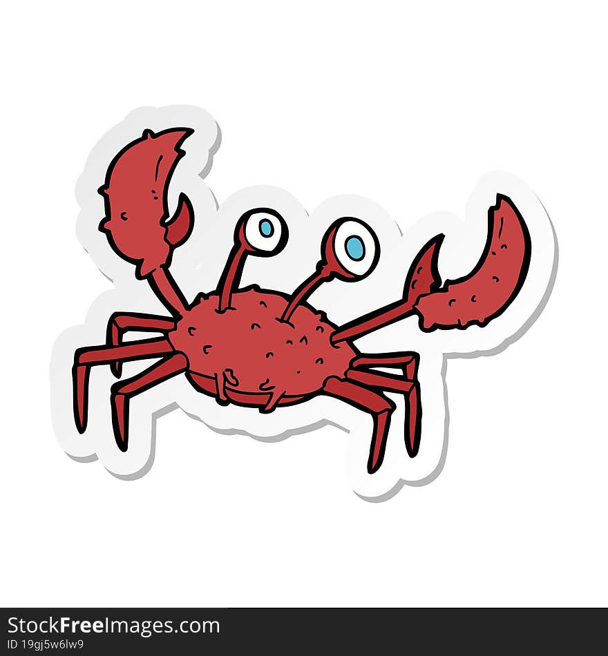 Sticker Of A Cartoon Crab