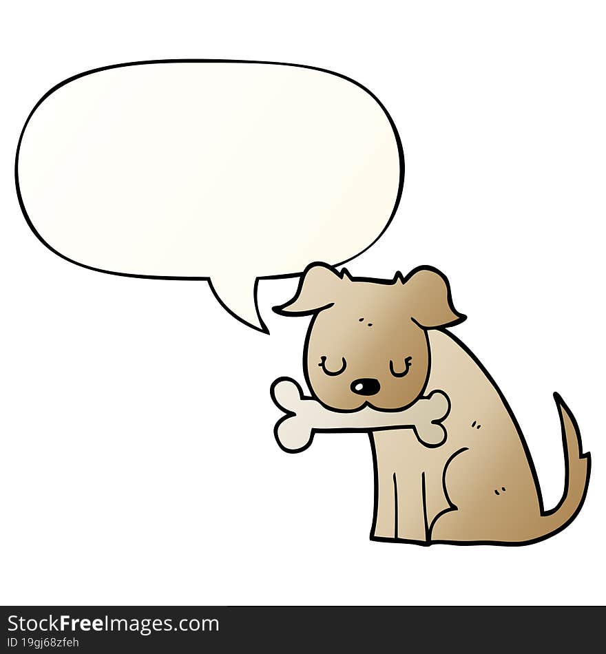 cartoon dog and speech bubble in smooth gradient style