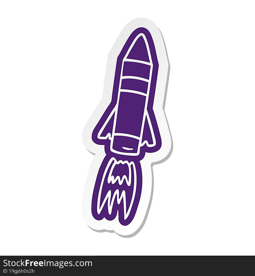 Cartoon Sticker Of A Space Rocket