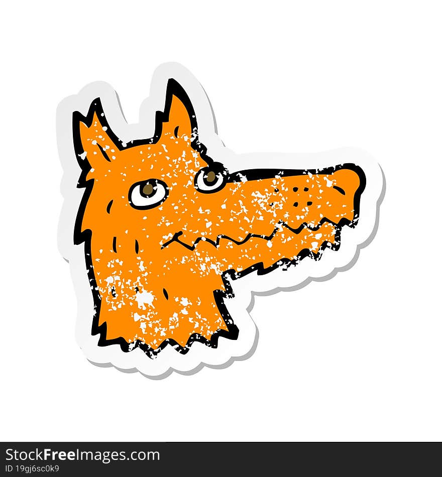 retro distressed sticker of a cartoon fox head