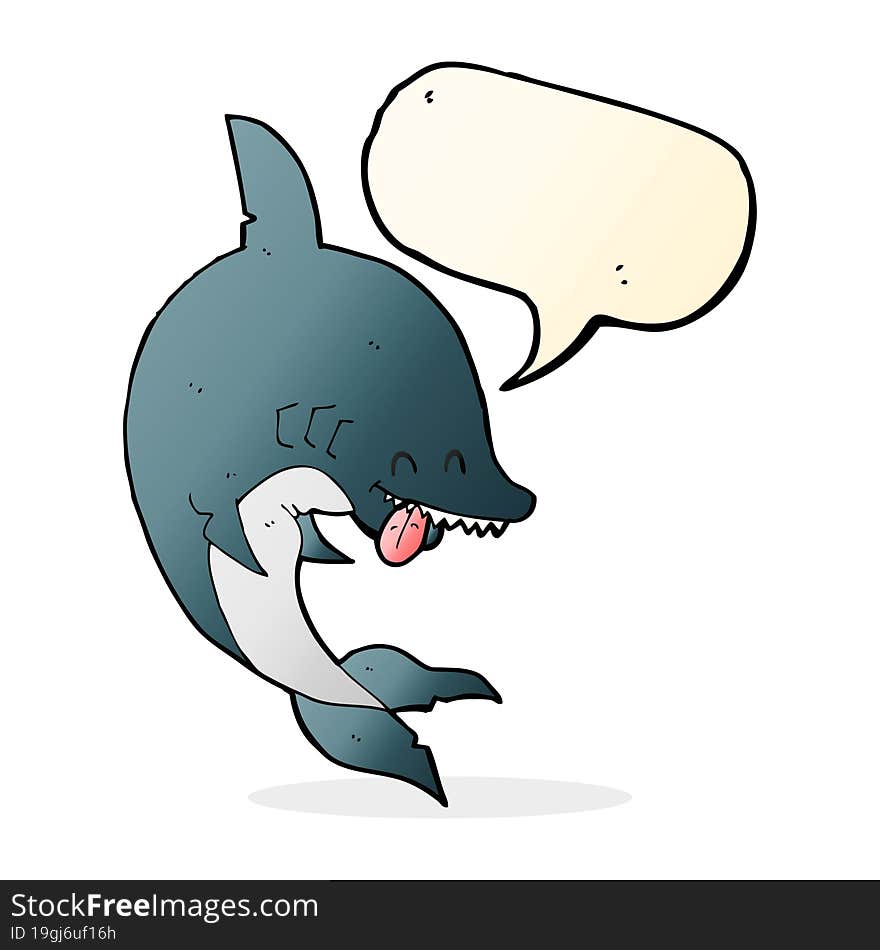 funny cartoon shark with speech bubble