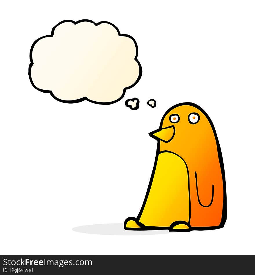 cartoon bird with thought bubble