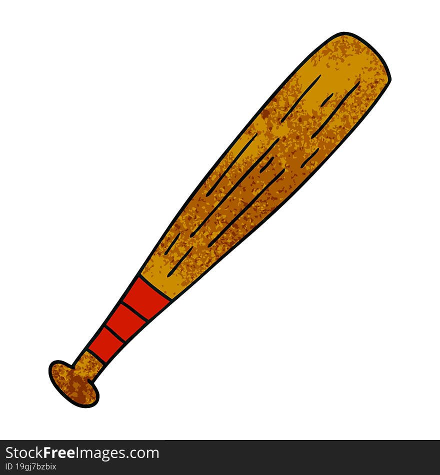 hand drawn textured cartoon doodle of a baseball bat