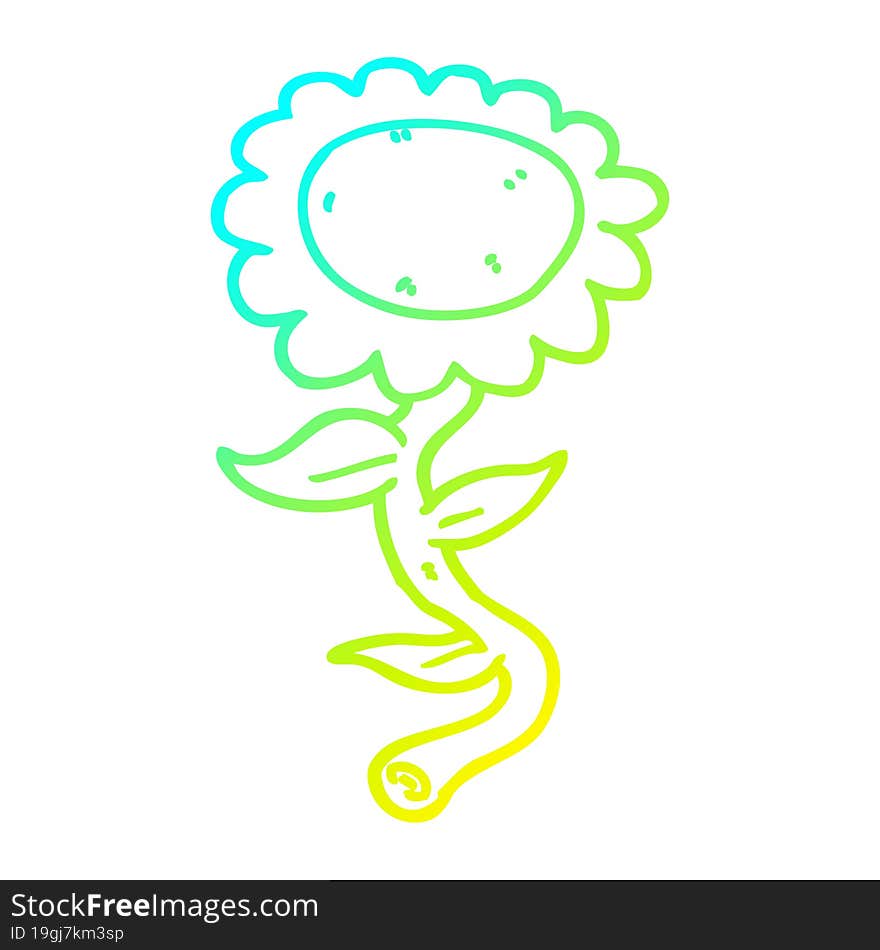 cold gradient line drawing cartoon sunflower