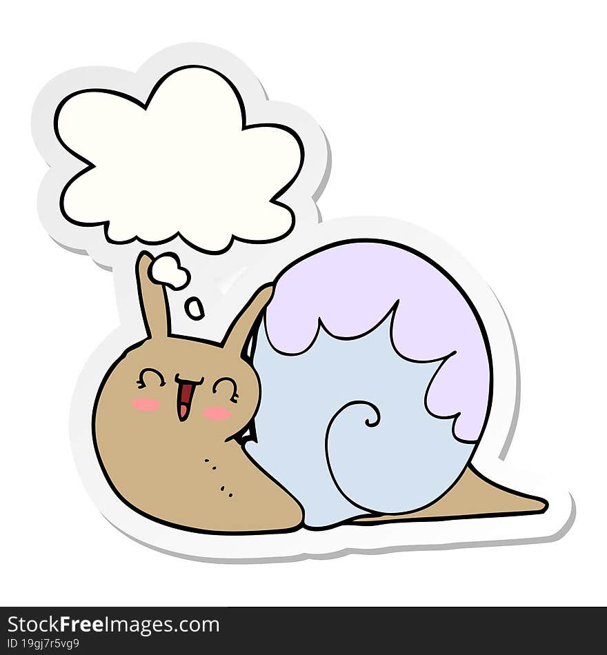 Cute Cartoon Snail And Thought Bubble As A Printed Sticker