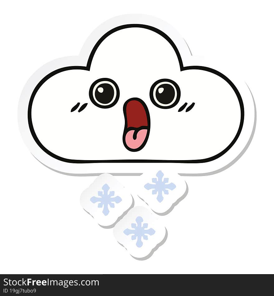 sticker of a cute cartoon snow cloud