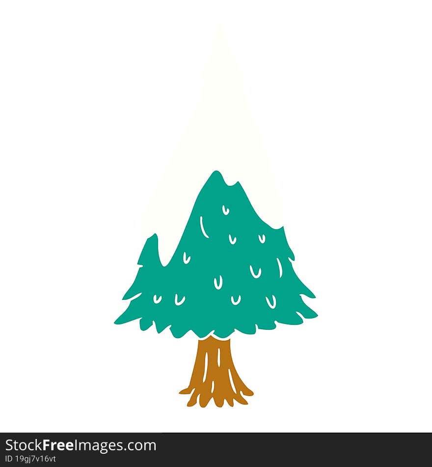 hand drawn cartoon doodle single snow covered tree