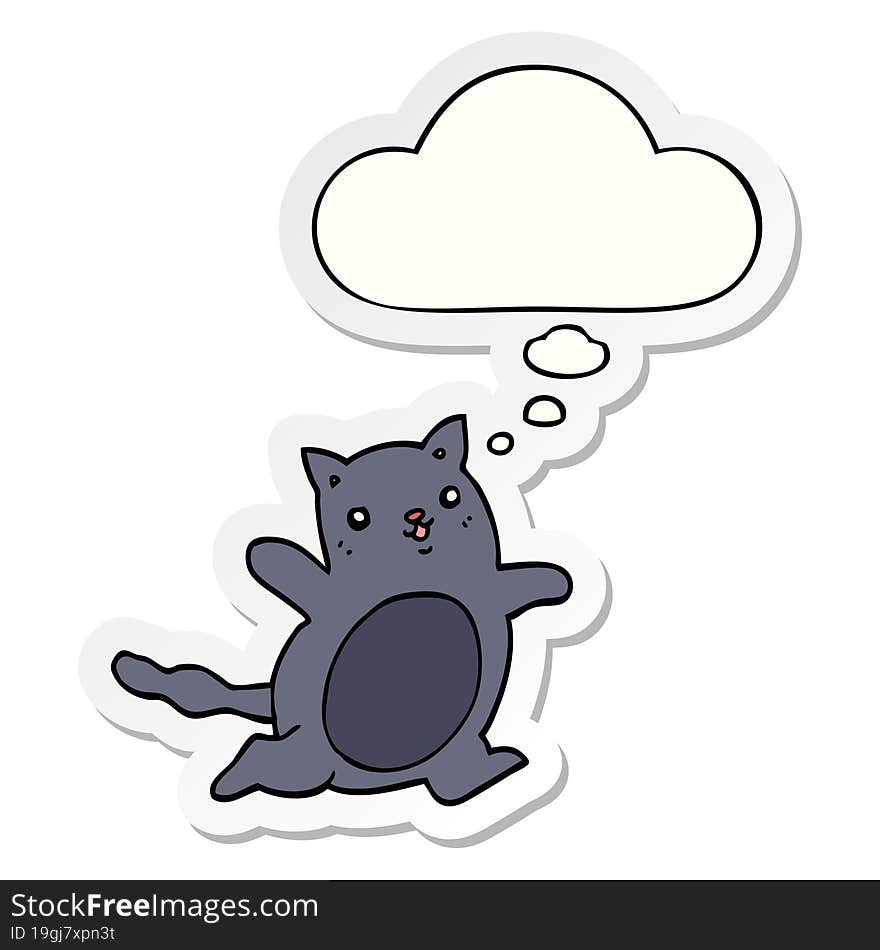 cartoon cat and thought bubble as a printed sticker